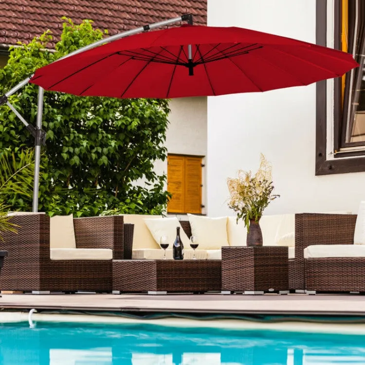 10 Feet Patio Offset Umbrella/Dark Red