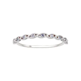 10k White Gold Genuine Round Tanzanite Stackable Twist Band