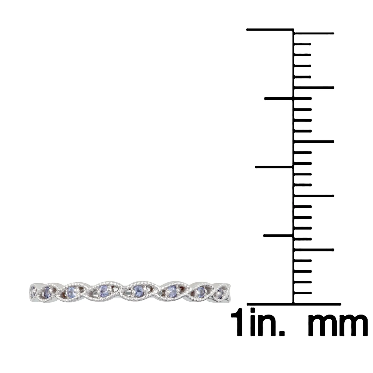10k White Gold Genuine Round Tanzanite Stackable Twist Band