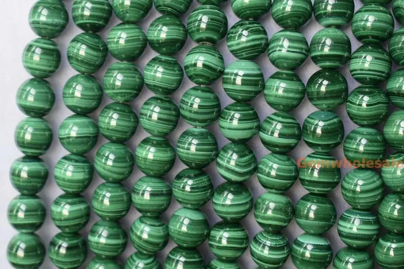 15.5“ AAA 8mm Genuine natural malachite round beads,Green gemstone