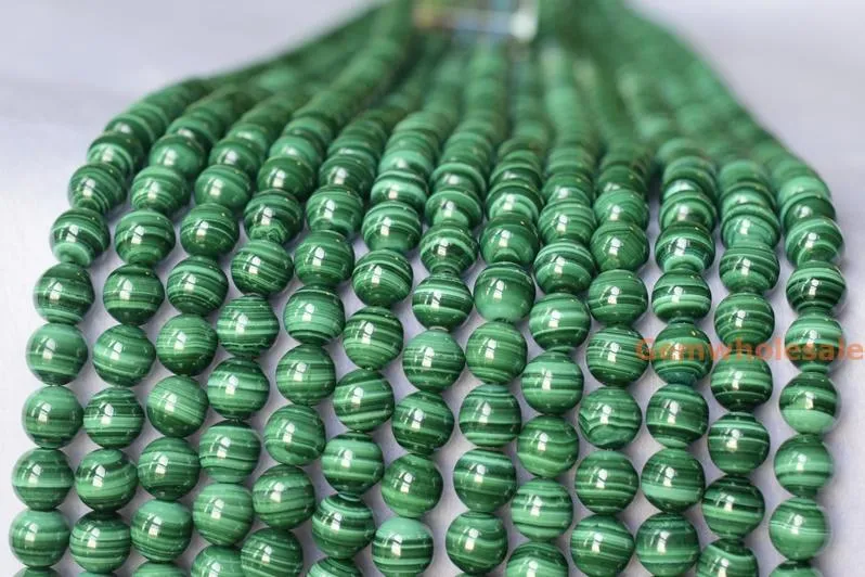 15.5“ AAA 8mm Genuine natural malachite round beads,Green gemstone