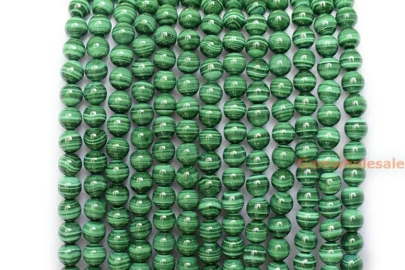 15.5“ AAA 8mm Genuine natural malachite round beads,Green gemstone