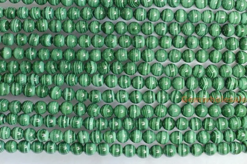 15.5“ AAA 8mm Genuine natural malachite round beads,Green gemstone
