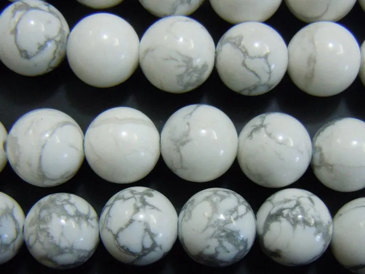15.5" 14mm/16mm Natural white howlite round beads