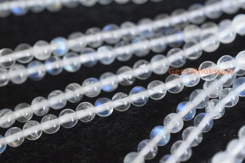 15.5" 2mm AA natural White blue Rainbow Moonstone round beads