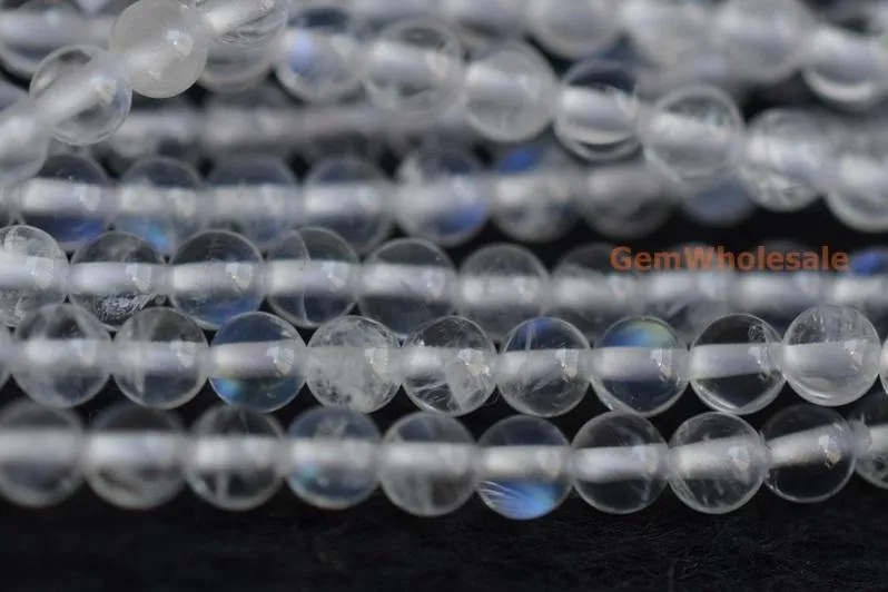 15.5" 2mm AA natural White blue Rainbow Moonstone round beads