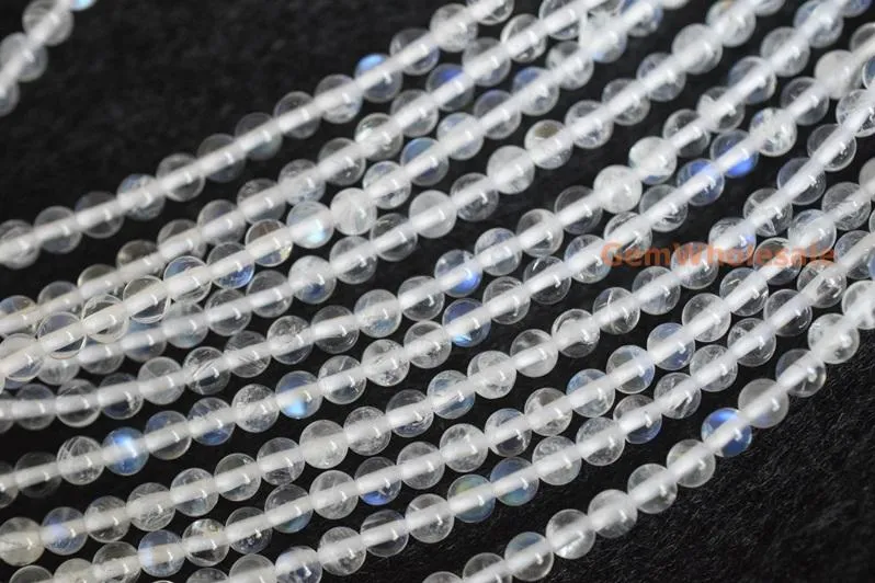 15.5" 2mm AA natural White blue Rainbow Moonstone round beads