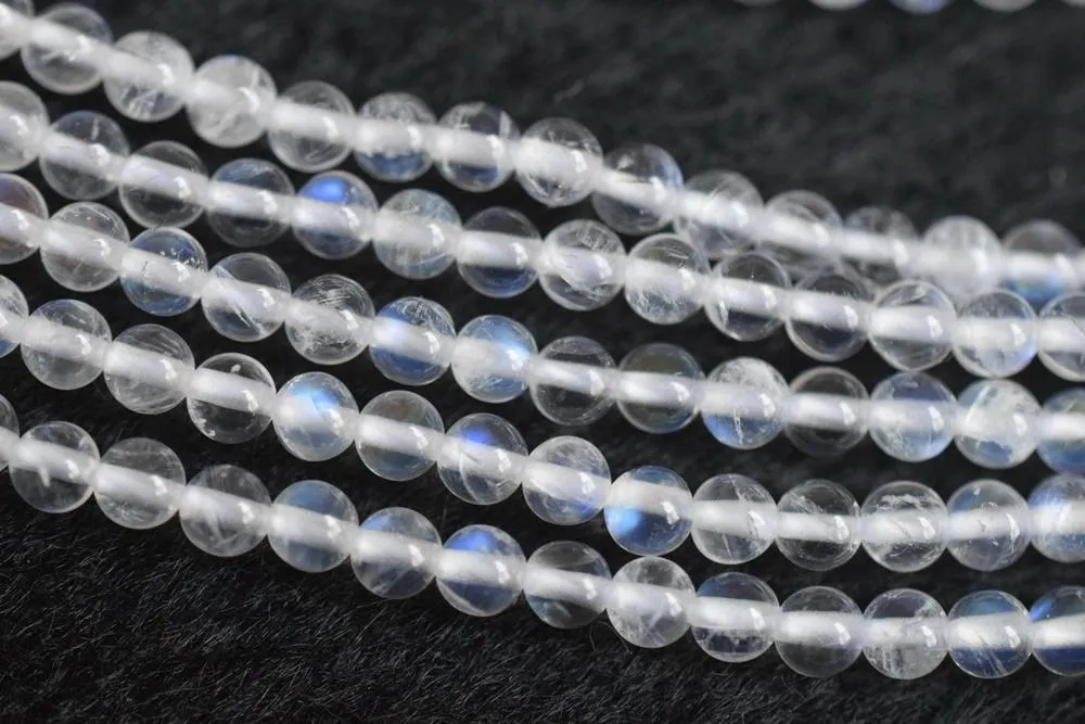 15.5" 2mm AA natural White blue Rainbow Moonstone round beads
