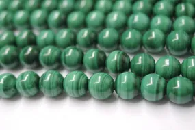 15.5" 4mm Natural green malachite stone round beads AA