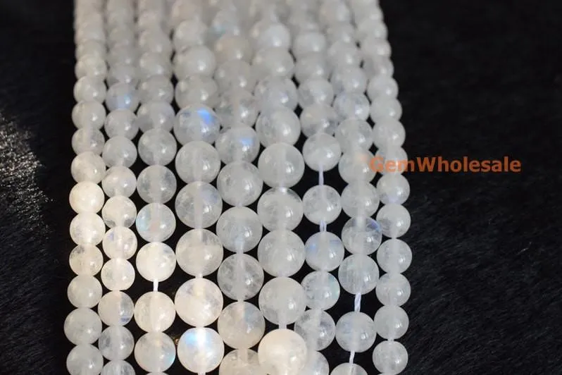 15.5" 4mm/5mm natural white blue Moonstone round beads