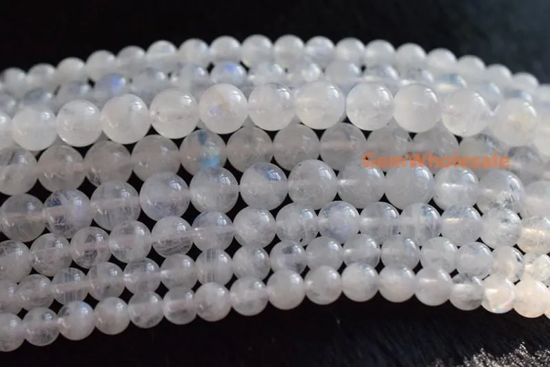 15.5" 4mm/5mm natural white blue Moonstone round beads