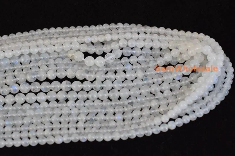 15.5" 4mm/5mm natural white blue Moonstone round beads