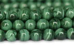 15.5" 8mm Genuine natural malachite round beads,Green gemstone,DIY beads supply A