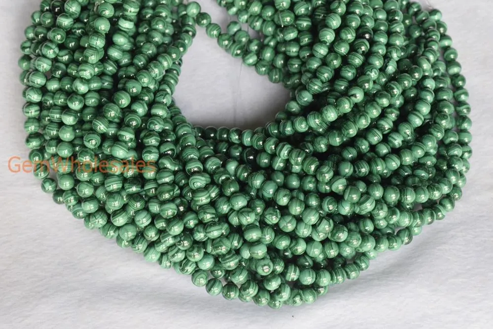 15.5" 8mm Genuine natural malachite round beads,Green gemstone,DIY beads supply A