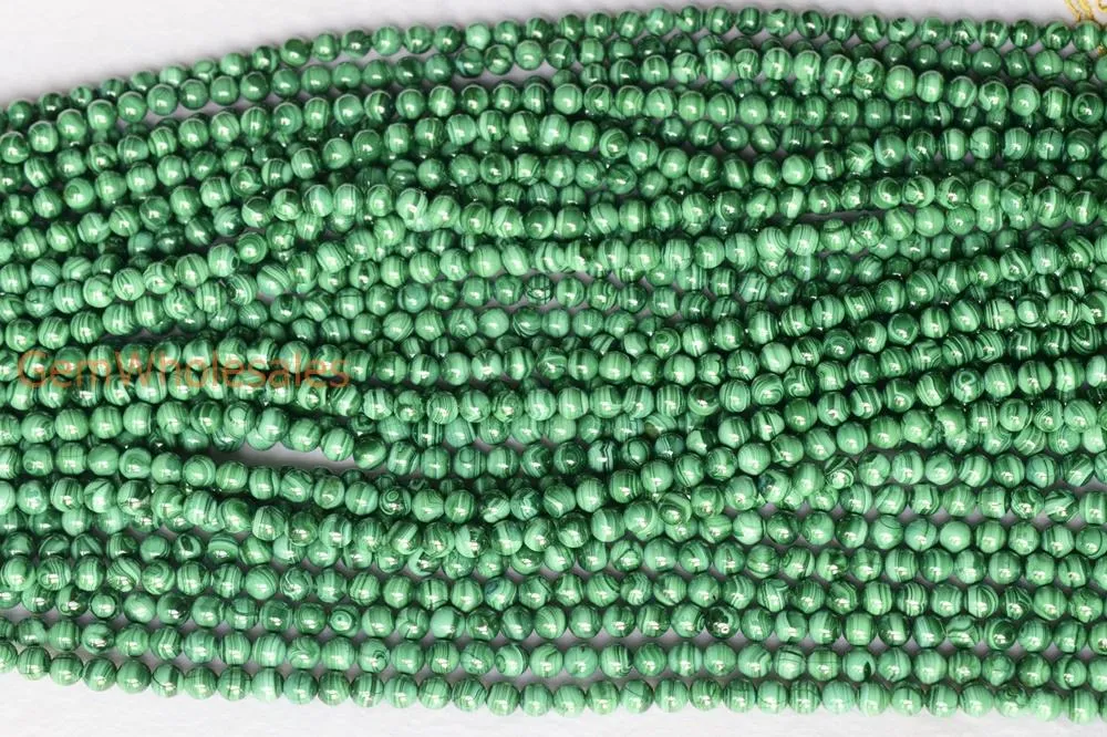 15.5" 8mm Genuine natural malachite round beads,Green gemstone,DIY beads supply A