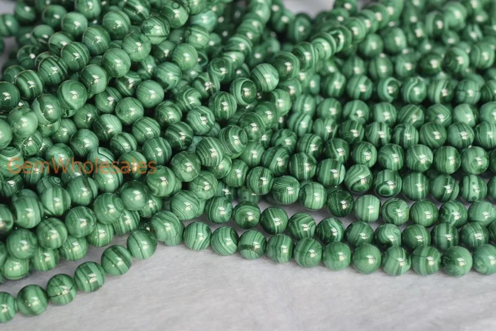 15.5" 8mm Genuine natural malachite round beads,Green gemstone,DIY beads supply A