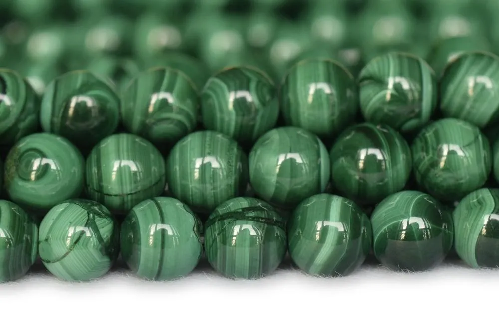15.5" 8mm Genuine natural malachite round beads,Green gemstone,DIY beads supply A