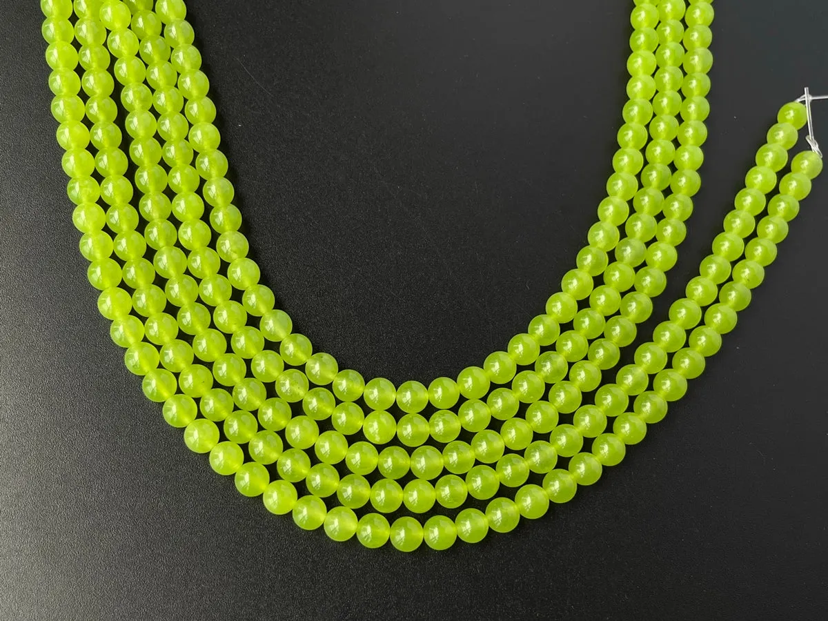 15" 8mm/10mm Light yellow green Malaysian jade Round beads