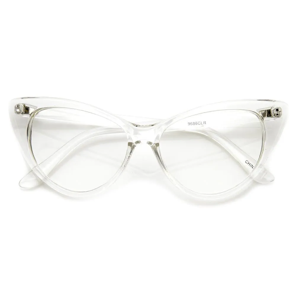 1950's Vintage Mod Fashion Cat Eye Clear Lens Glasses