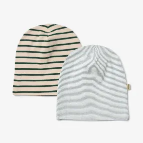 2 Hat Soft Aidan - blue green stripe