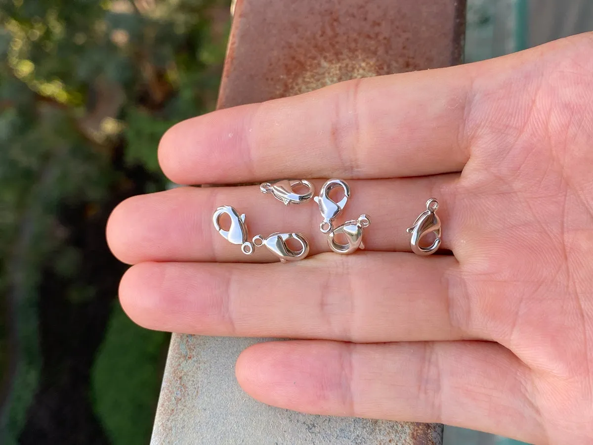 20PCS 12x6mm Silver color Brass metal jewelry lobster claw clasps