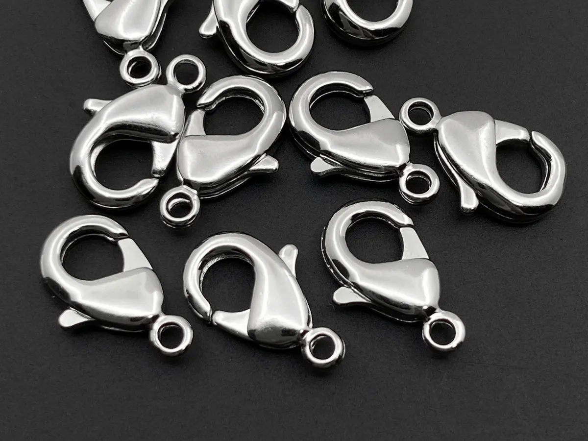 20PCS 12x6mm Silver color Brass metal jewelry lobster claw clasps
