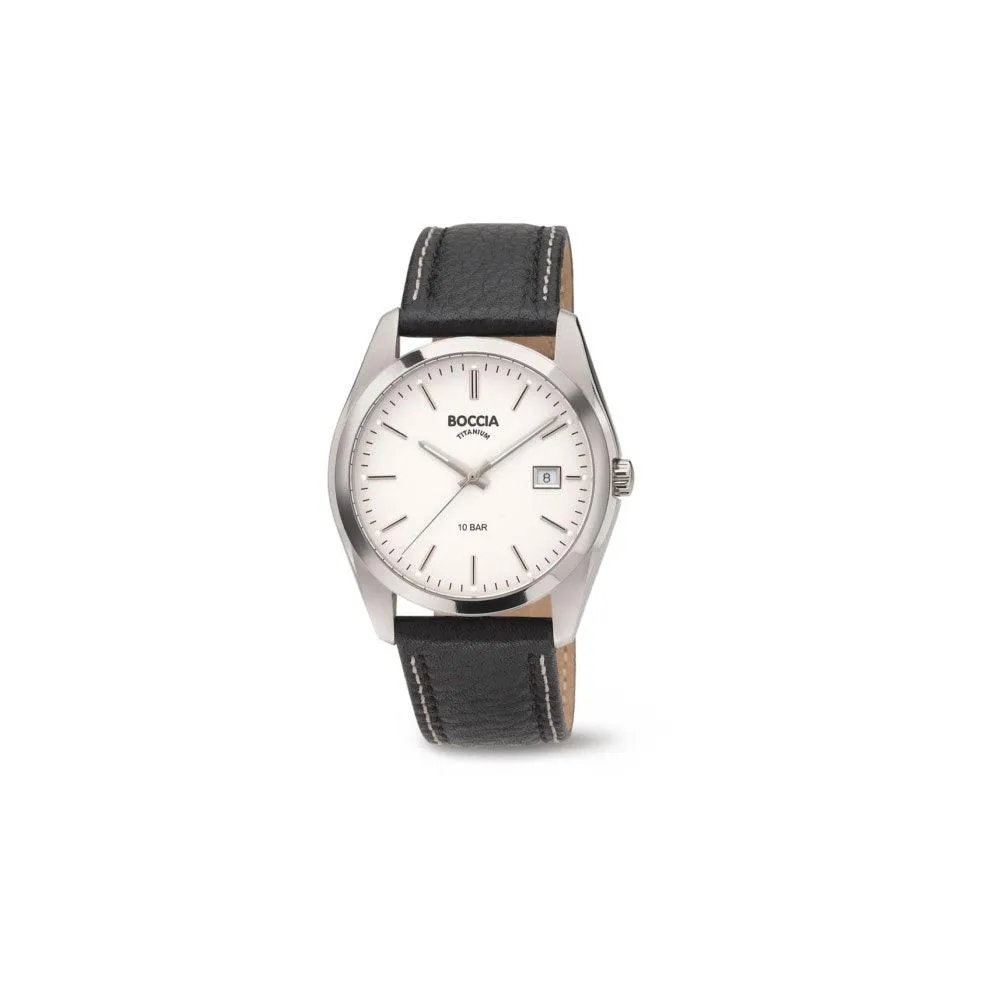 3608-01 - Mens Titanium & Leather Watch