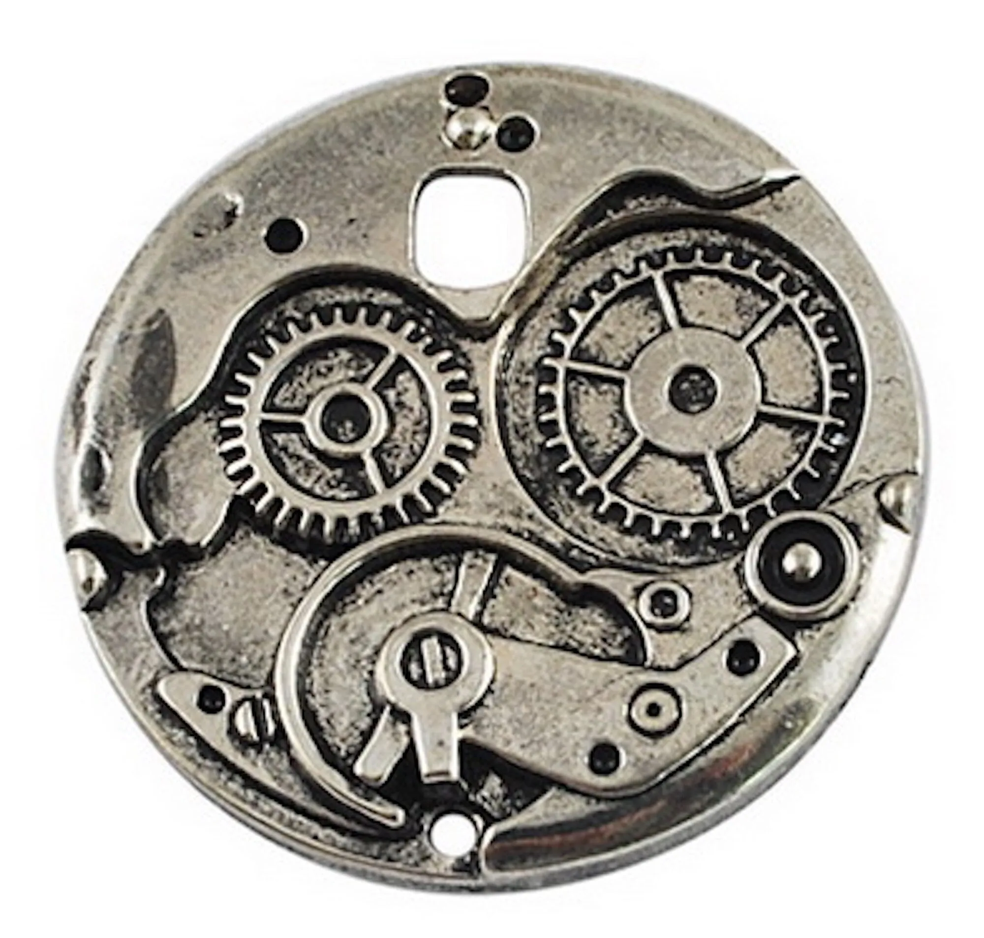 38mm Steampunk Watch CogWheel Charms or pendants, Watch works, Antique Gold or Silver, Pack of 3