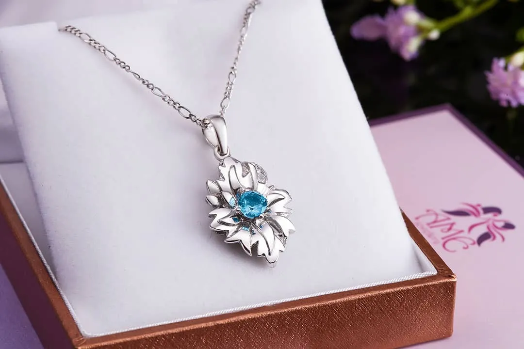 5mm Blue Topaz Pendant Necklace in Sterling Silver