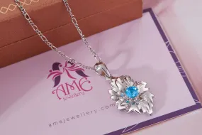 5mm Blue Topaz Pendant Necklace in Sterling Silver