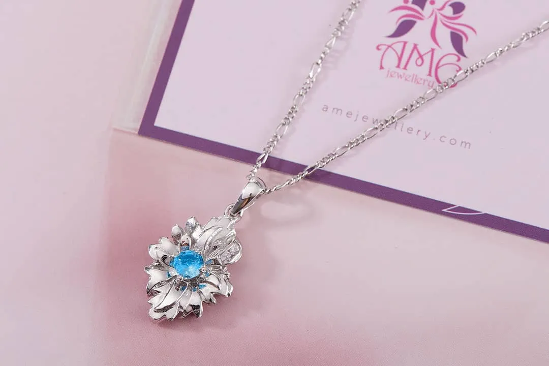 5mm Blue Topaz Pendant Necklace in Sterling Silver
