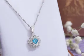 5mm Natural Blue Topaz Flower Pendant Necklace in Sterling Silver