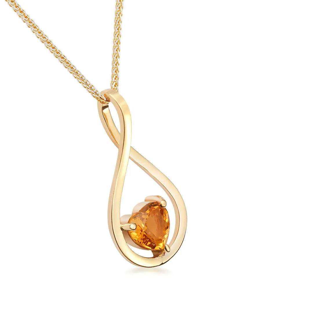 6mm Heart-cut Citrine Pendant Necklace in 14K Yellow Gold