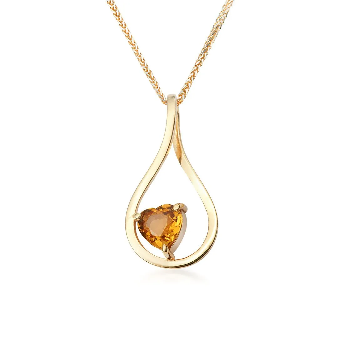 6mm Heart-cut Citrine Pendant Necklace in 14K Yellow Gold