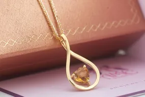 6mm Heart-cut Citrine Pendant Necklace in 14K Yellow Gold