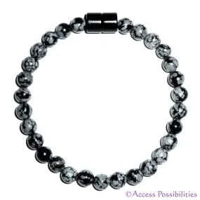 6mm Snowflake Obsidian Gemstone Bracelet