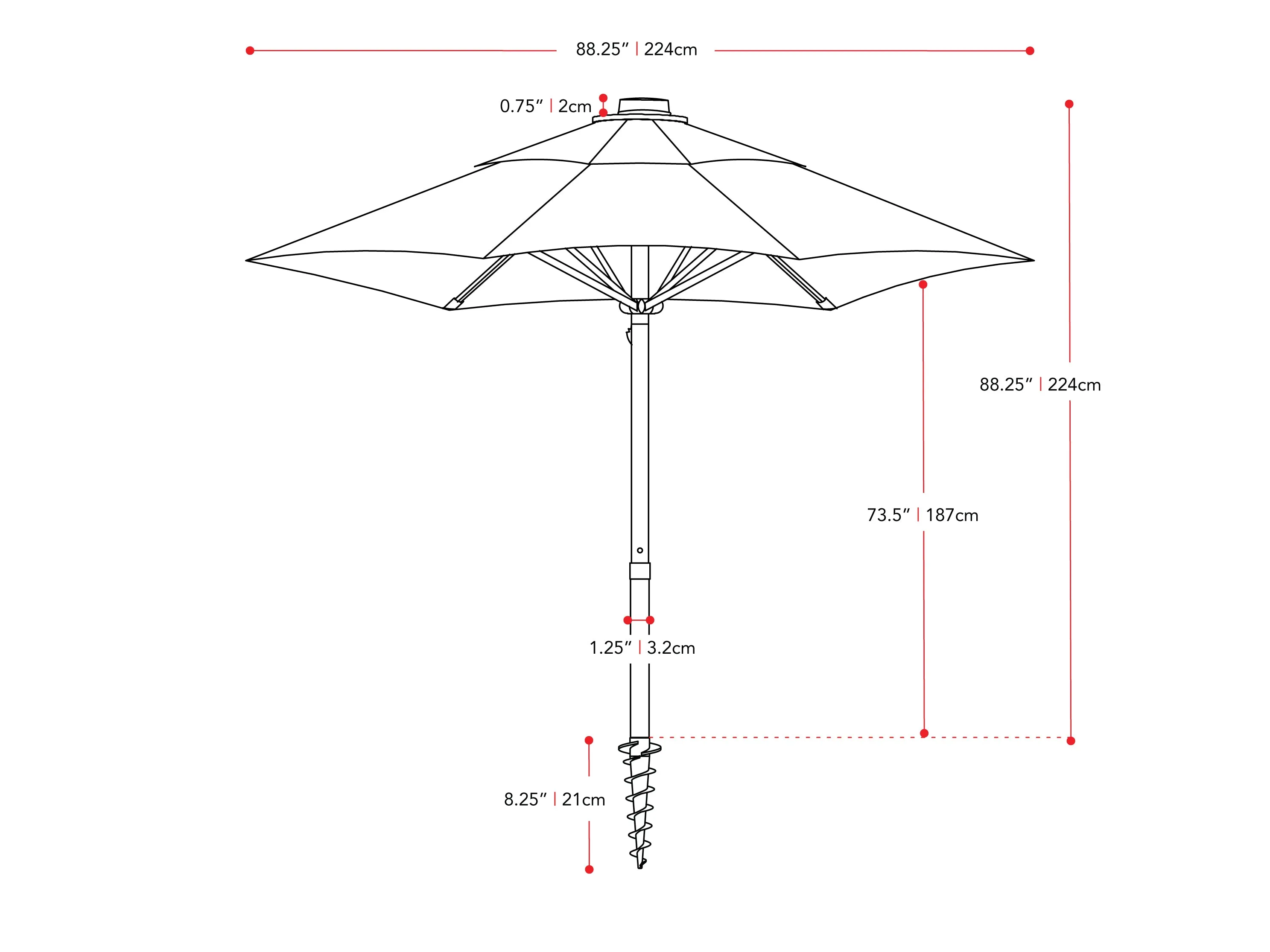 7.5ft Cobalt Blue Beach Umbrella