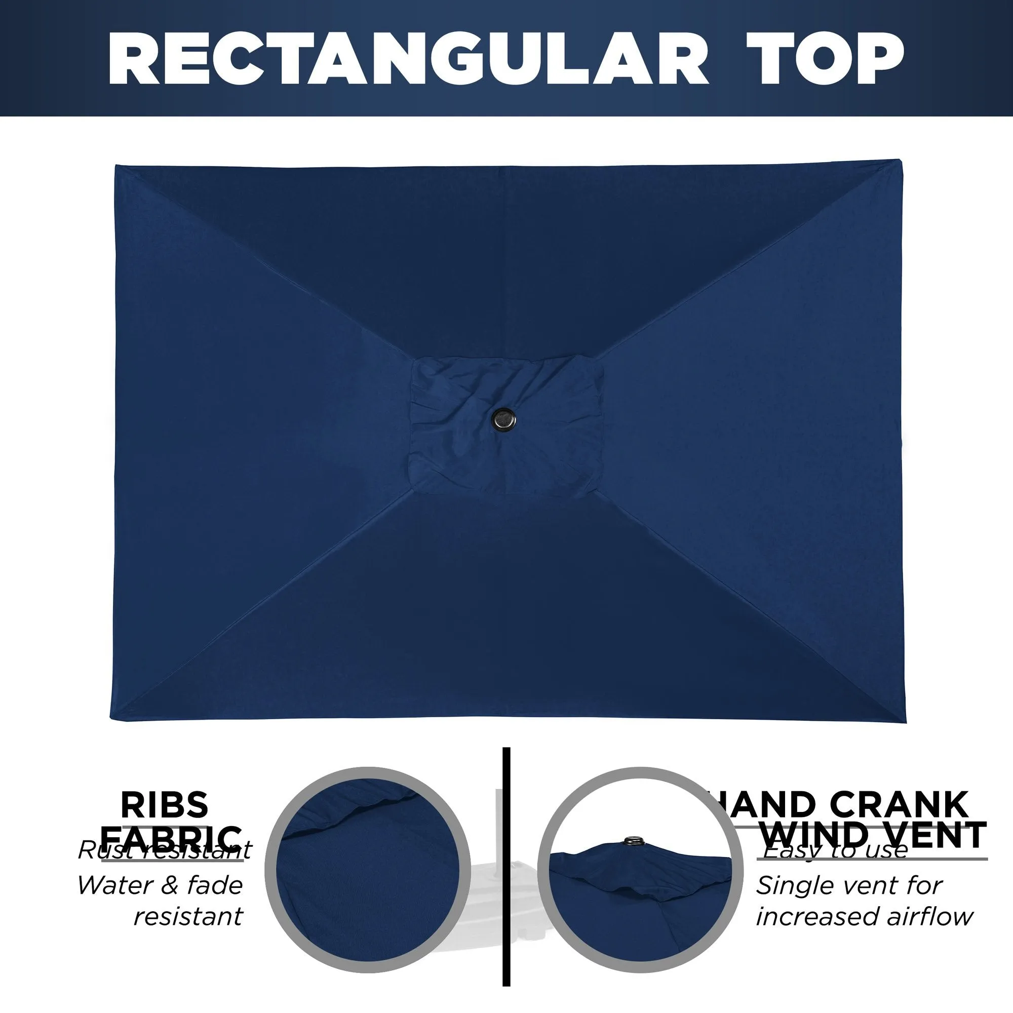 8x11ft Rectangular Patio Umbrella w/ Easy Crank, UV-Resistant Fabric