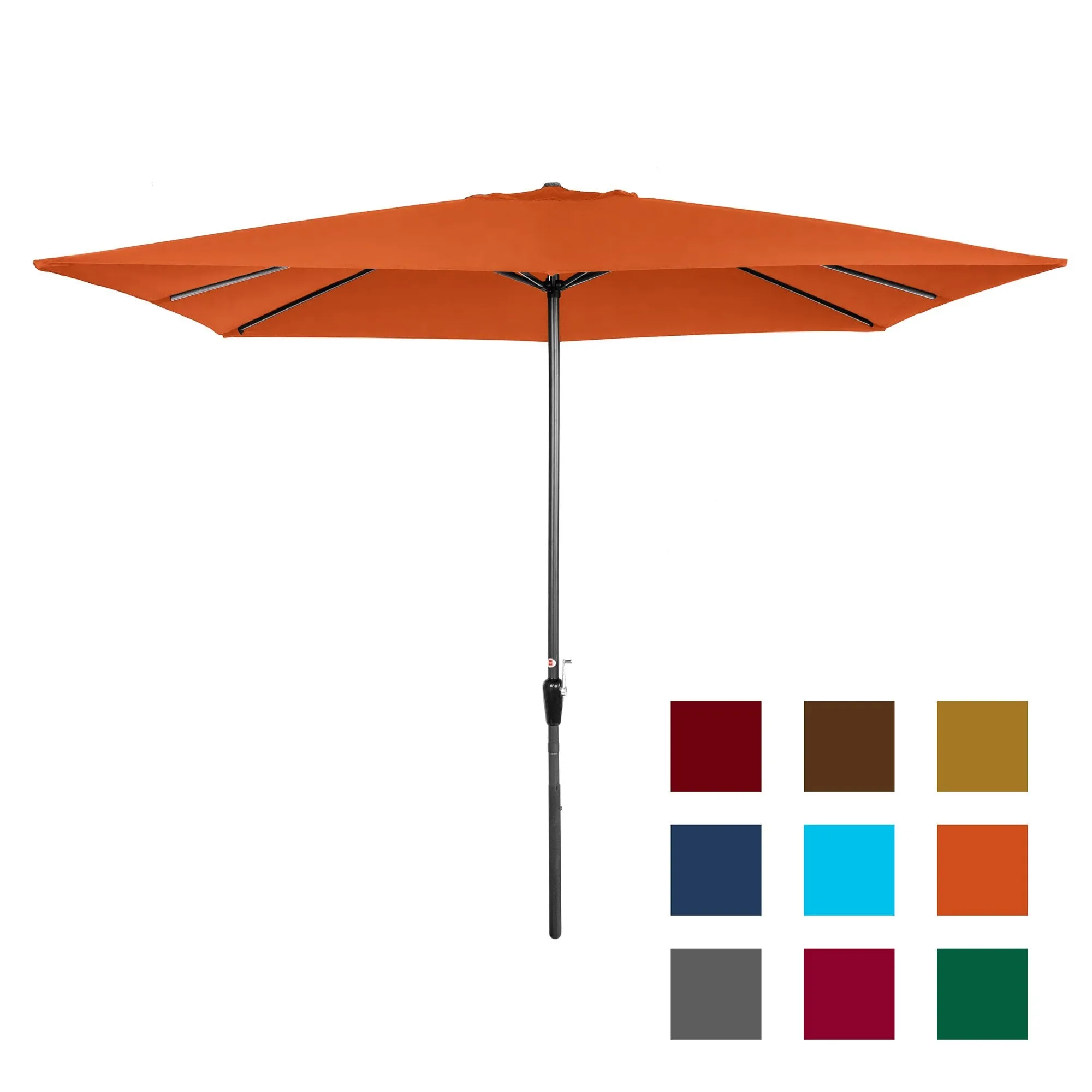 8x11ft Rectangular Patio Umbrella w/ Easy Crank, UV-Resistant Fabric