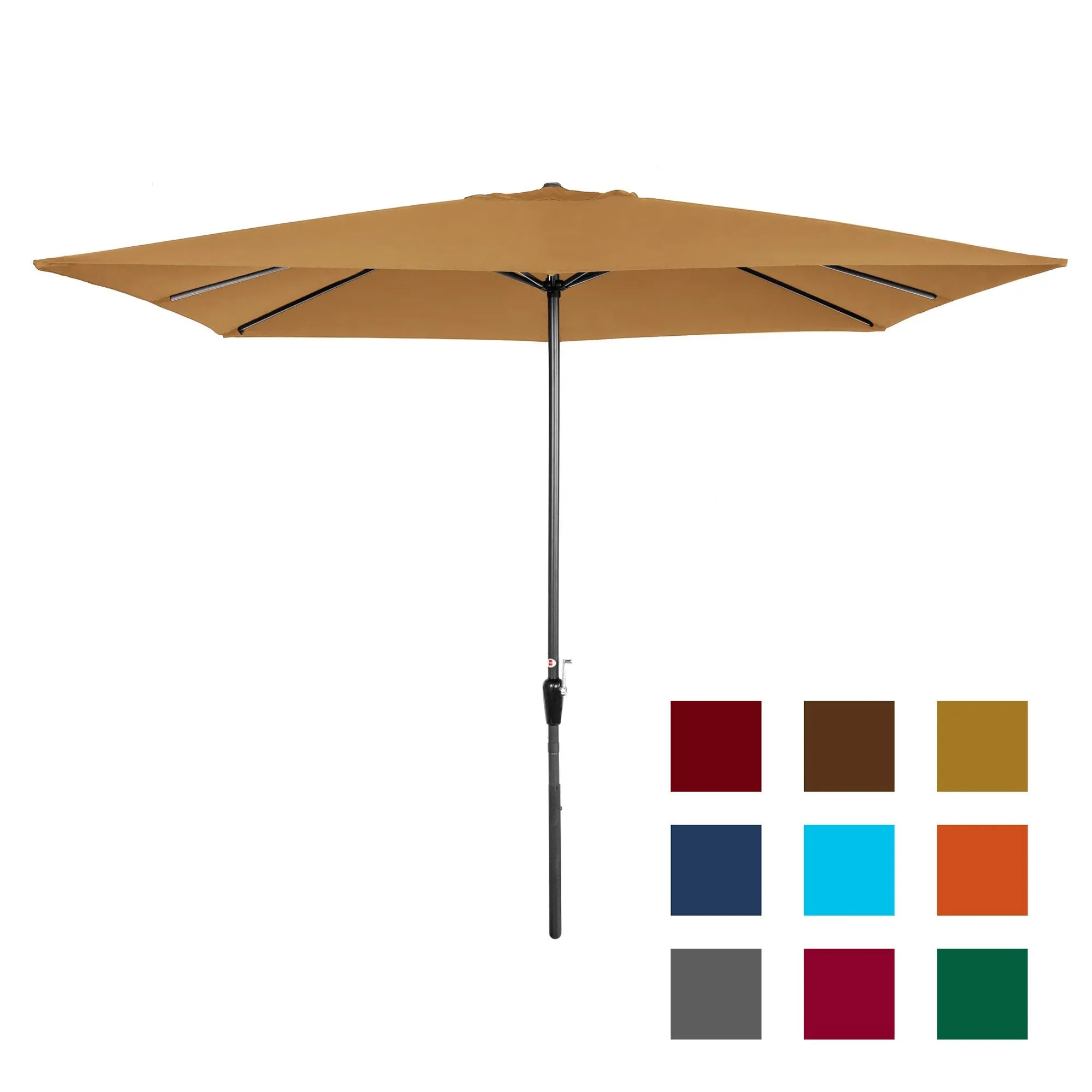 8x11ft Rectangular Patio Umbrella w/ Easy Crank, UV-Resistant Fabric