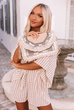 All The Way Embellished Clutch In Ivory