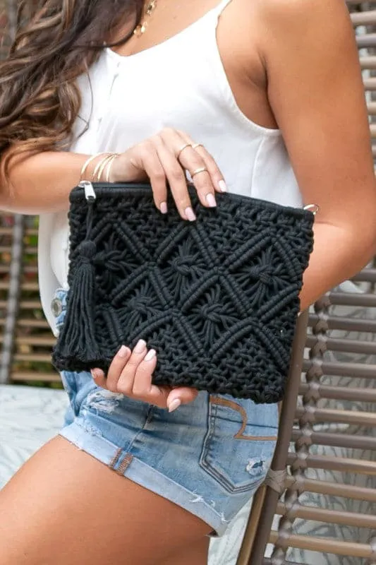Alli Macrame Tassel Clutch