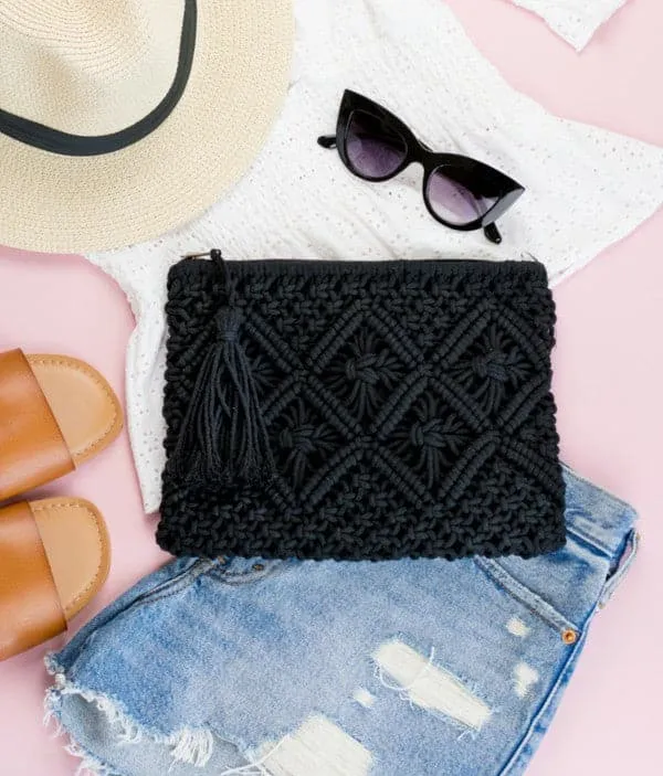 Alli Macrame Tassel Clutch