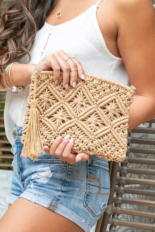 Alli Macrame Tassel Clutch