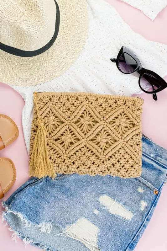 Alli Macrame Tassel Clutch