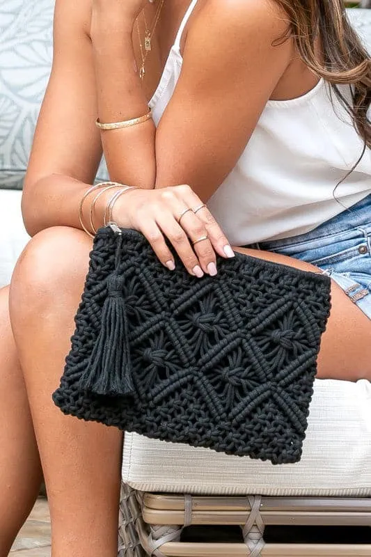 Alli Macrame Tassel Clutch