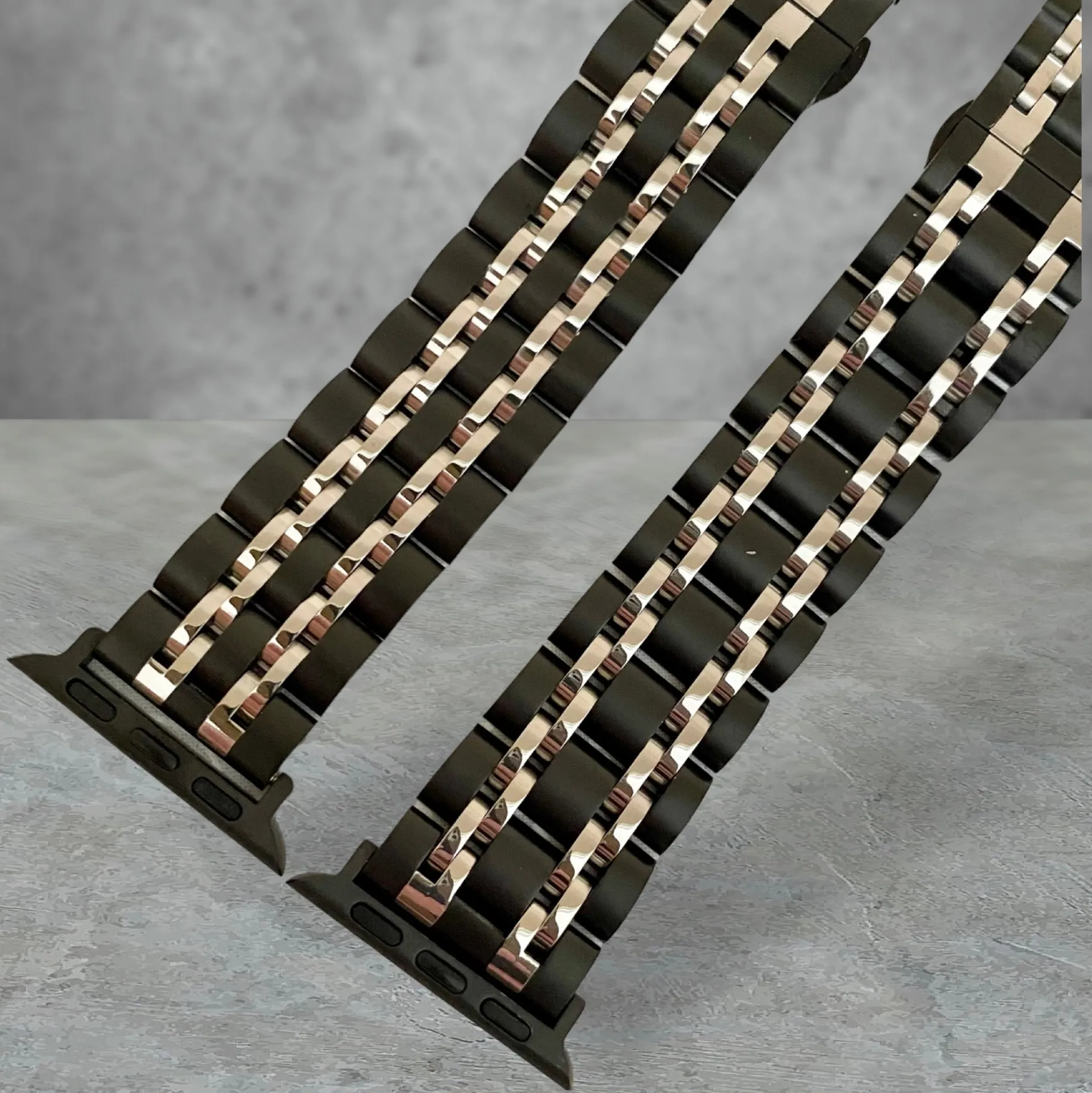 Apple Watch Stainless Steel Black/Silver-Black/Gold-Black/Rose Gold Watchband