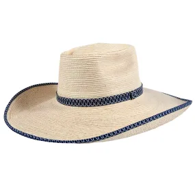 Ava Palm Leaf Hat - Natural/Navy Horseshoe