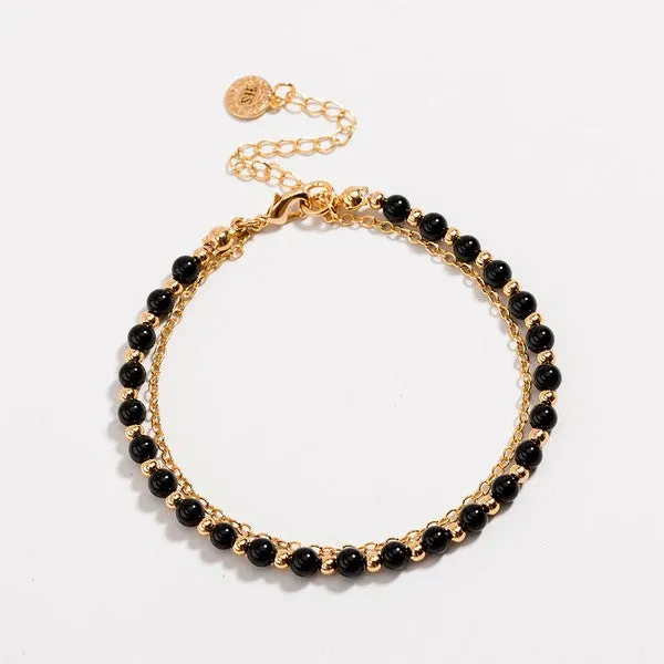 Black Beaded Friendship Bracelet