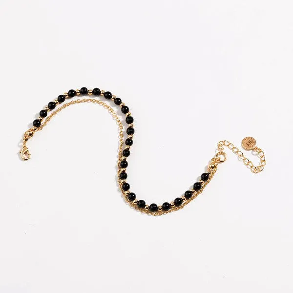 Black Beaded Friendship Bracelet